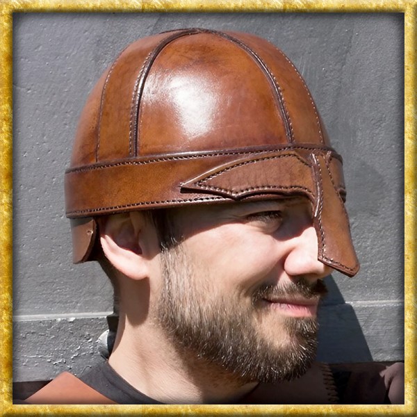 Lederhelm Warrior - Braun