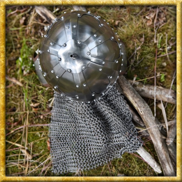 Spangenhelm mit Wangenklappen und Brünne aus 2mm Stahl