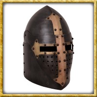 Topfhelm 14. Jahrhundert Antikfinish aus 1,6mm Stahl