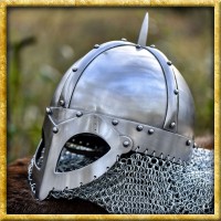 Wikinger Brillenhelm mit Kettenbrünne aus 2mm Stahl