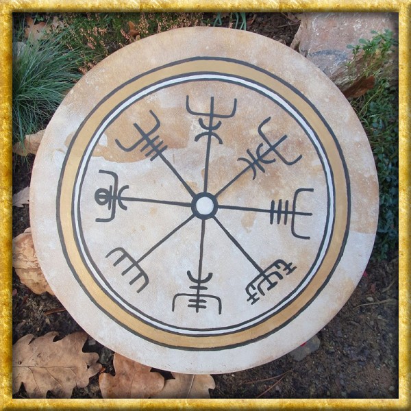 Wikinger Rahmentrommel goldener Vegvisir