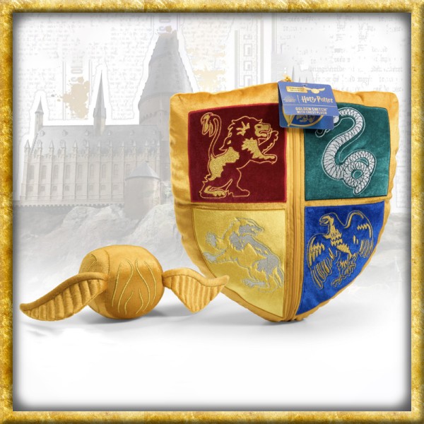 Harry Potter - Hogwarts Logo und goldener Schnatz Kissen