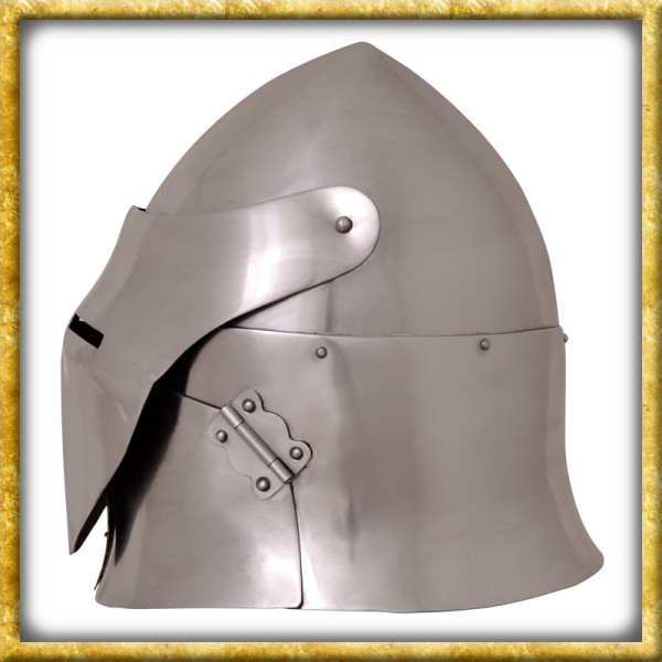 Topfhelm mit Klappvisier aus 1,6mm Stahl